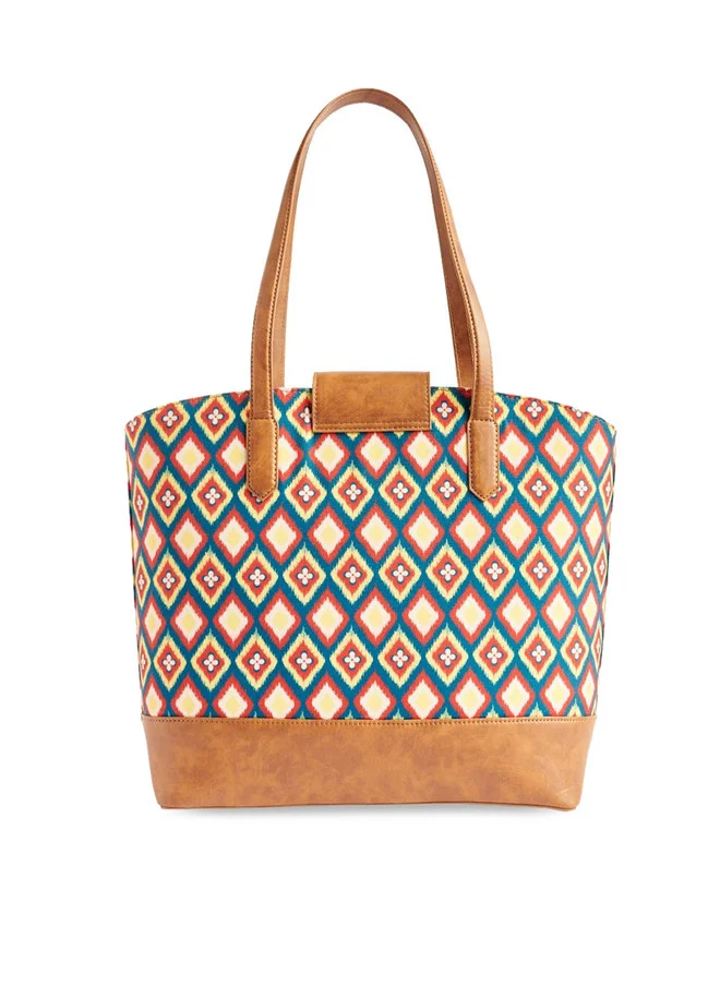 Chumbak  Teal by Chumbak Ikkat Glow Work Tote  | Best Price UAE
