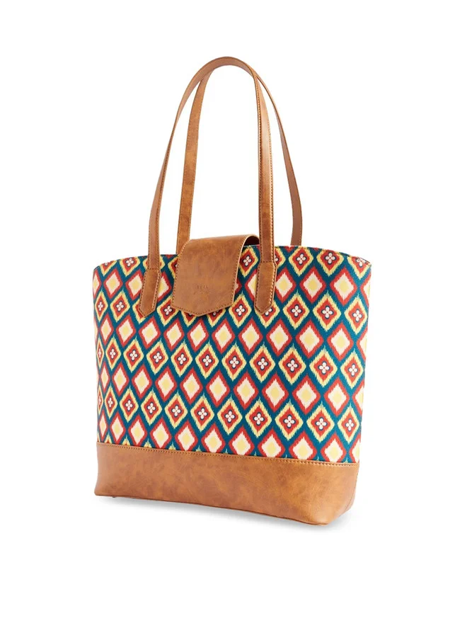 Chumbak  Teal by Chumbak Ikkat Glow Work Tote  | Best Price UAE