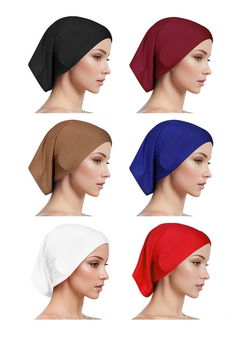 YOUGE 6-Piece Elegant And Comfortable Stretchable Hijab Premium Cap Comfortable Classic Long Scarf For Women and Girls Soft Turban Head Wrap for Lady - Image 1