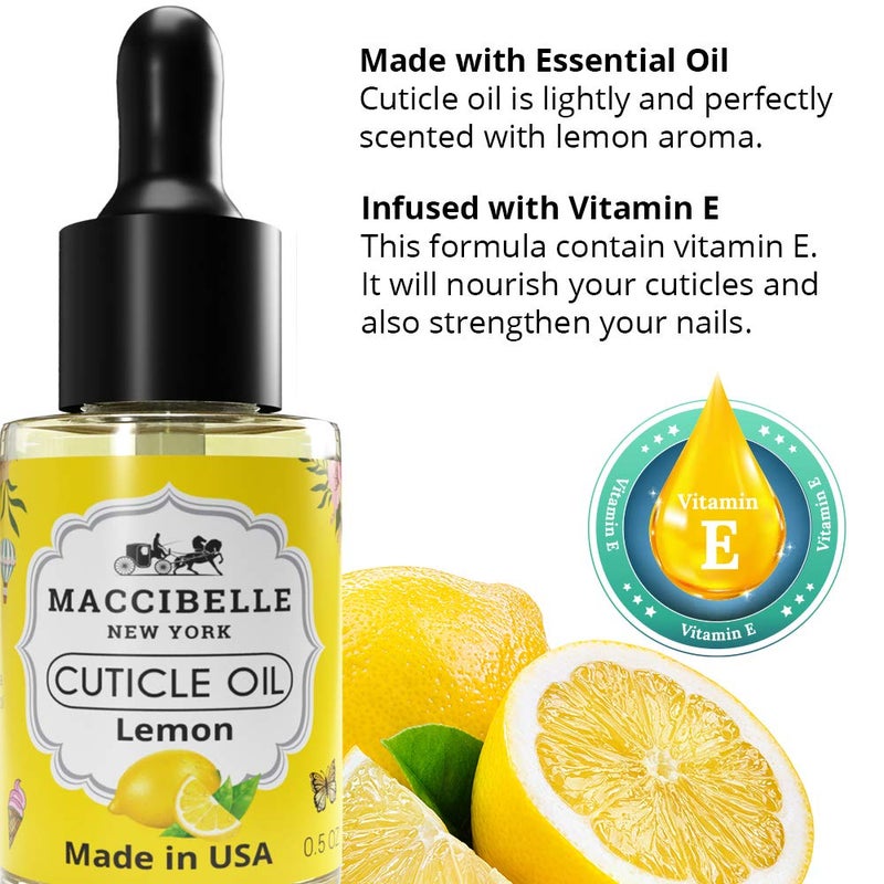 Maccibelle Cuticle Oil 0.5 oz - Soothe Nail Dry Cracked Cuticles (Lemon, 0.5 Fl Oz) - Image 2