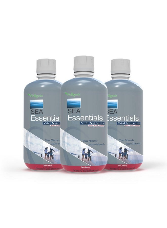 ويلجينيكس Wellgenix Sea Essentials Vital Nutrients - سائل الكالسيوم المرجاني متعدد الفيتامينات - مكمل غذائي يومي للبالغين والأطفال - مشروب معدني مغذي من نباتات البحر - بنكهة التوت البحري 32 أونصة (3) - Image 1
