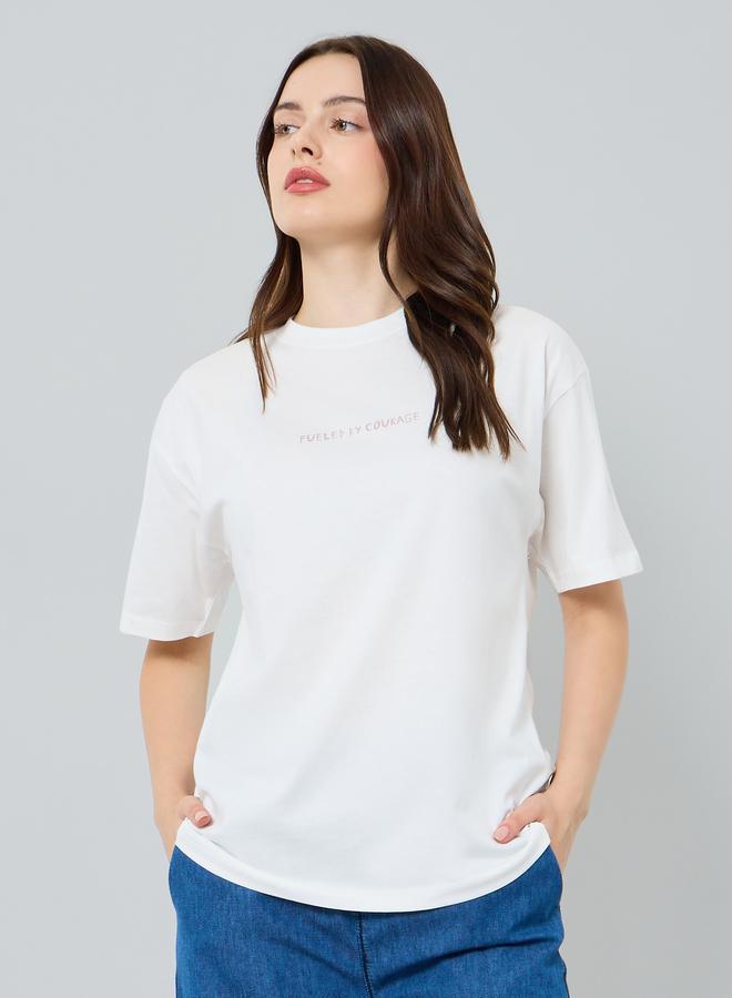 ستايلي تيشيرت قطن بطبعة جرافيك وأكمام قصيرة - Image 1