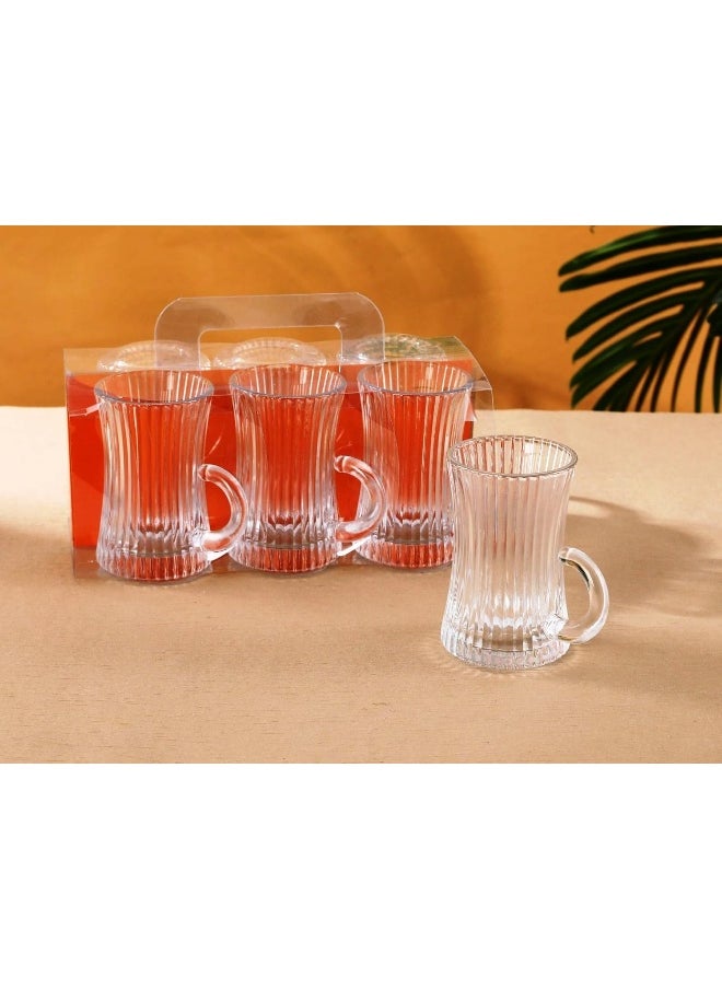SAQOWARE Saqoware 6 Pcs Tea Glass Mug Set With Handle, 235ml  - Image 1