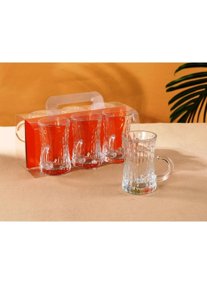 SAQOWARE Saqoware 6 Pcs Tea Glass Mug Set With Handle, 235ml  - Image 2