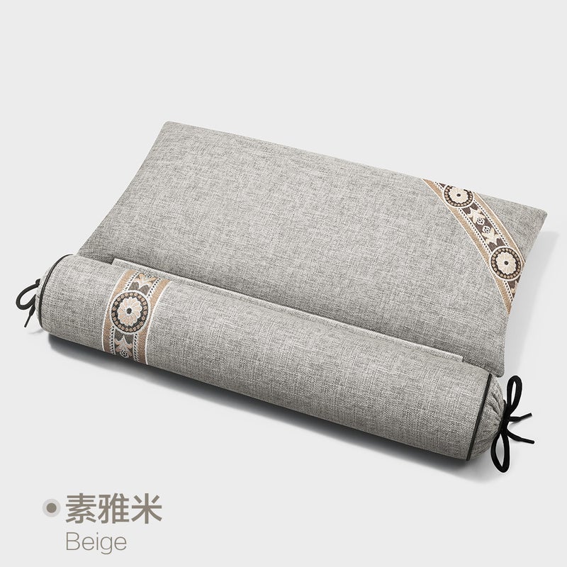 Buckwheat Shell Cervical Spine Pillow Combination Multi-Purpose Sleeping Neck Pillow Cylindrical Traction Correction Flower And Grass Pillow Manufacturer - Image 3