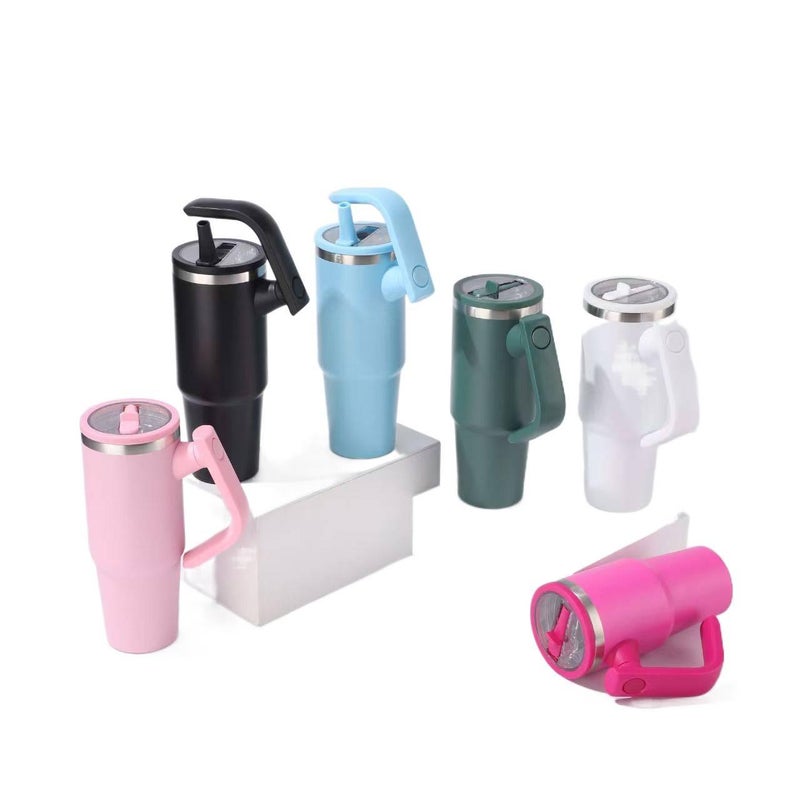 20 oz Stainless Steel Coffee Mug with Straw Top - Image 2