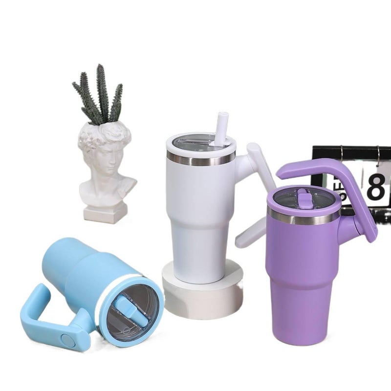 20 oz Stainless Steel Coffee Mug with Straw Top - Image 3