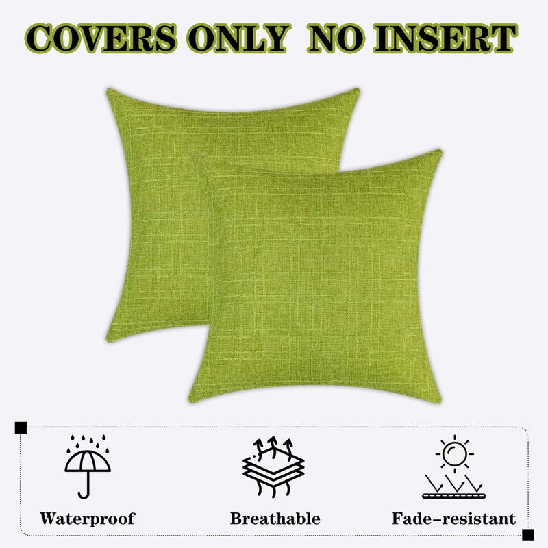 K KEVIN TEXTILE Kevin Textile Pack of 2 Decorative Outdoor Waterproof Pillow Covers Spring Checkered Garden Cushion Sham Throw Pillowcase Shell for Patio Tent Couch 16x16 Inch Green - Image 5
