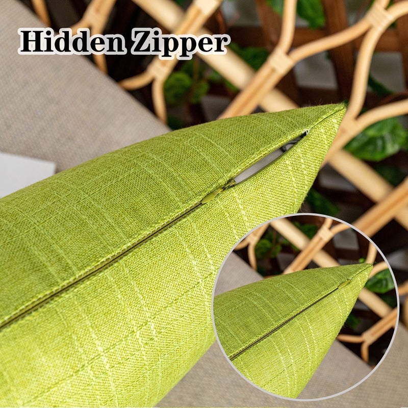 K KEVIN TEXTILE Kevin Textile Pack of 2 Decorative Outdoor Waterproof Pillow Covers Spring Checkered Garden Cushion Sham Throw Pillowcase Shell for Patio Tent Couch 16x16 Inch Green - Image 3