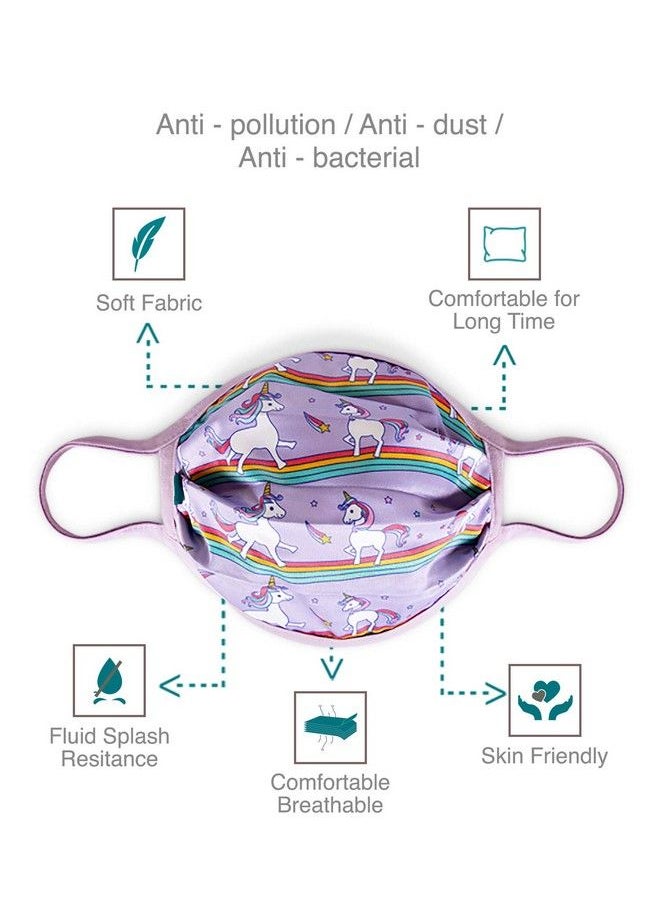 Vaya - Gomask; Safe N Soft Face Mask For Kids; Reusable And Washable 2 Layer Cotton; Anti Pollution And Outdoor Dust Protection; Soft Elastic Strap; Boys N Girls; Printed Pattern Unicorn - Image 1