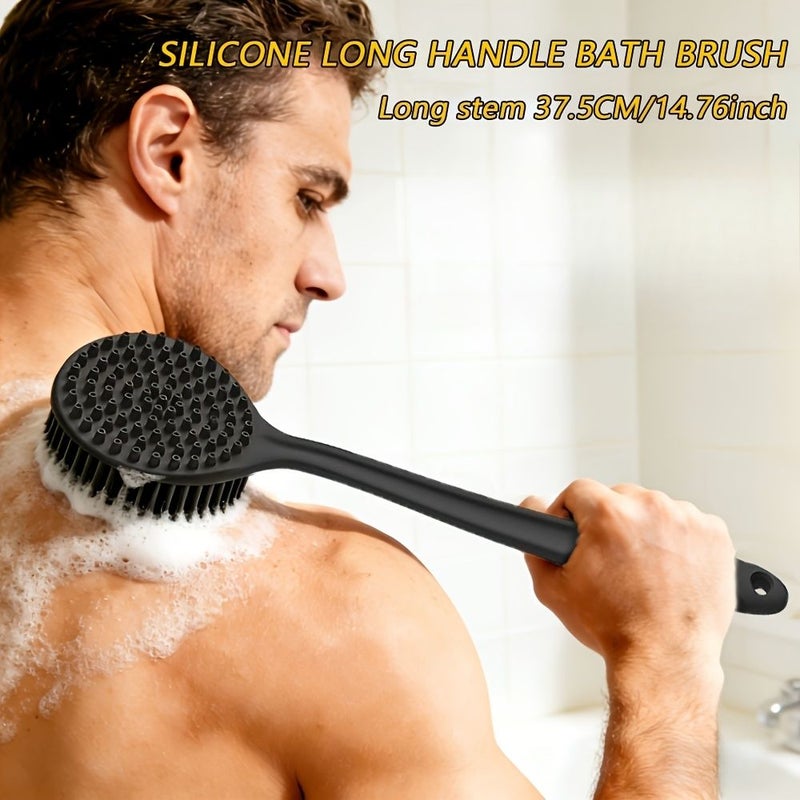 Black Silicone 4 Pc Shower Brush Set For Body Face Scalp Massage Deep Cleansing Exfoliation Non Slip Grip - Image 5