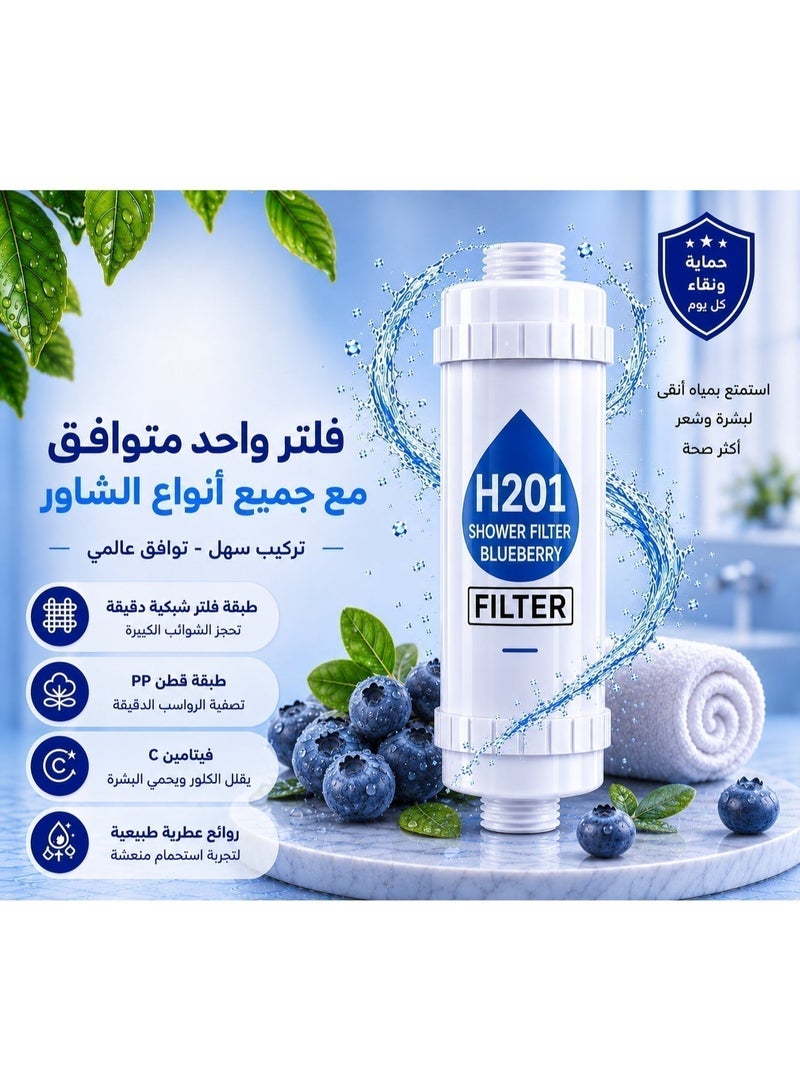Loveno Shower Filter, Blueberry & Lavender Scent, 2-Pack Offer, Multi-Layer Vitamin C Water Filter for Water Purification. Helps Reduce Impurities, Chlorine Residue, and Fluoride. Equipped with Filtration Beads to Help Relieve Dry Skin and Hair, with Quick and Easy Installation - Image 2