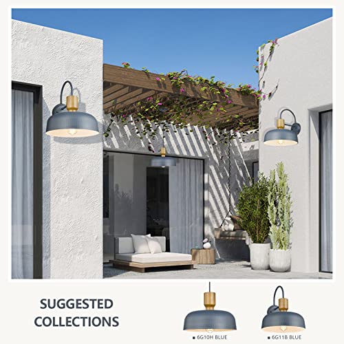 Darkaway Modern Barn Light Fixtures Wall Lamps Sconces with Hammered Metal Shade, Blue Lighting for Outdoor Indoor Patio Porch Lights, 2 Pack - Image 5