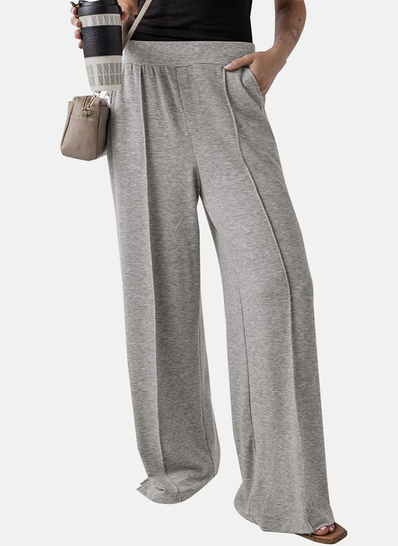 يونيكي Grey Plain Casual Trousers