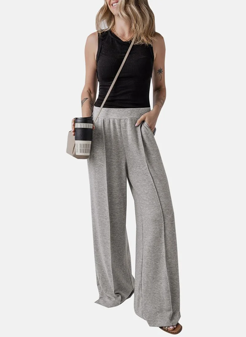يونيكي Grey Plain Casual Trousers