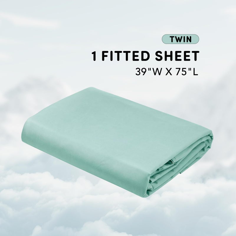 Comfort Spaces Coolmax Moisture Wicking Fitted Sheet ONLY Super Soft  Fade Resistant  All Elastic Deep Pocket Fits Up to 16"" Mattress - Warm Weather Cooling Sheets for Night Sweats  Twin  Aqua - Image 2