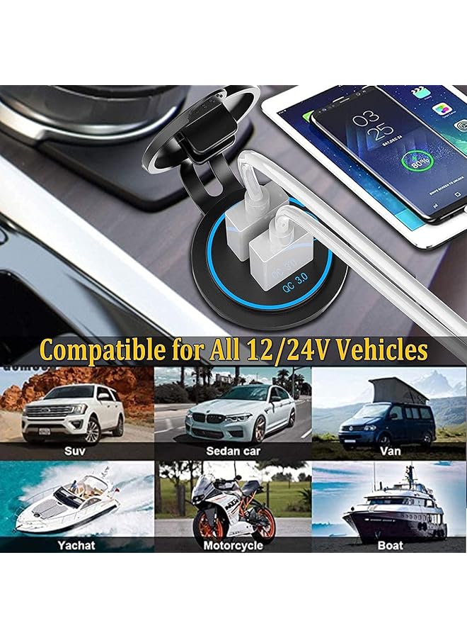 KASTWAVE Usb Car Fast Charger Socket, 12V Pd 3.0 & Quick With On/Off Button For 12V/24V Car Boat Golf Cart Marine Rv Motorcycle.（Extension Cord Not Included） - Image 2