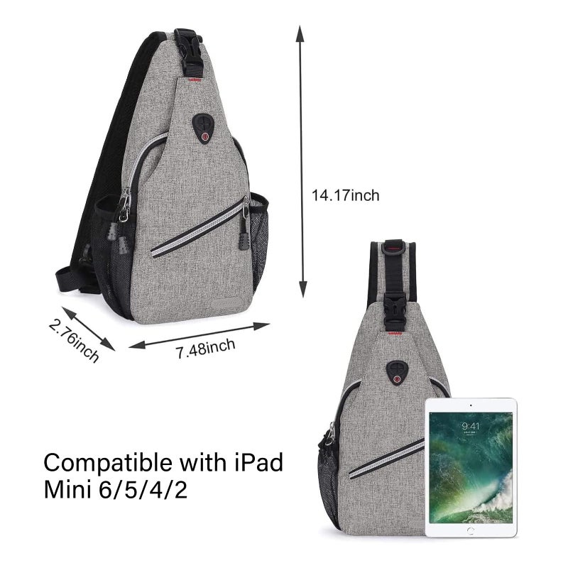 MOSISO Mini Sling Backpack,Small Hiking Daypack Travel Outdoor Casual Sports Bag, Gray - Image 3