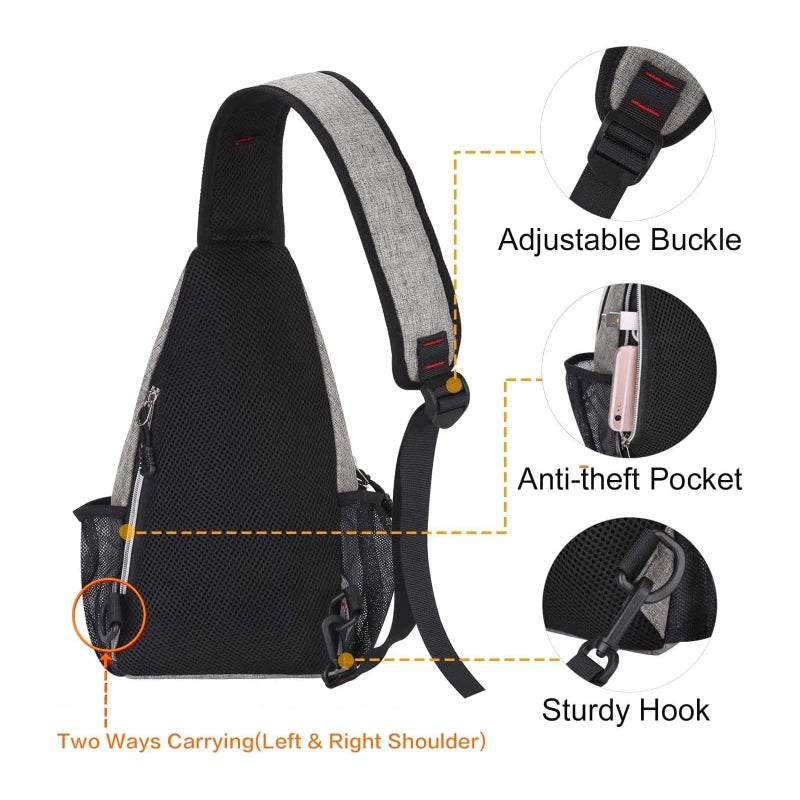 MOSISO Mini Sling Backpack,Small Hiking Daypack Travel Outdoor Casual Sports Bag, Gray - Image 4