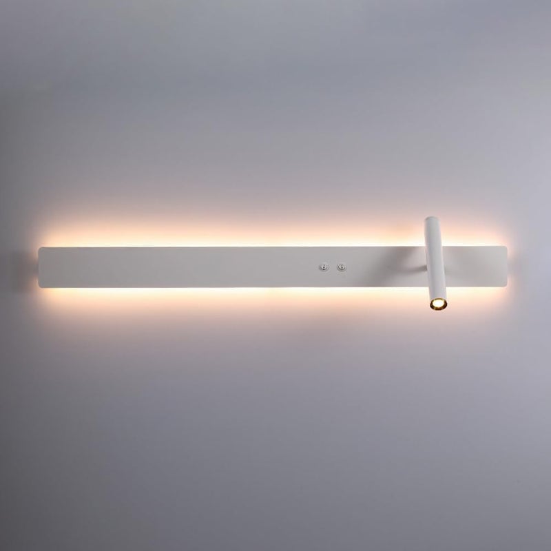 Minimalist LED Wall Sconce Linear Light with Adjustable Spotlight Long Strip Lamp Indoor, Living Room Sconces Lighting Bedroom Bedside Reading Lights (White 90cm/35.4in) - Image 1
