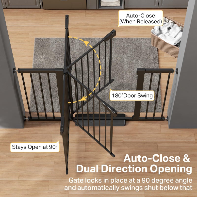 Cumbor 36" Extra Tall 29.7-51.5" Baby Gate for Stairs, Easy Walk Through Dog Gates for Doorways Extra Wide, Pressure Mounted Tall Pet Gate Indoor, Safety Auto-Close Child Gate for Kids, Black - Image 5