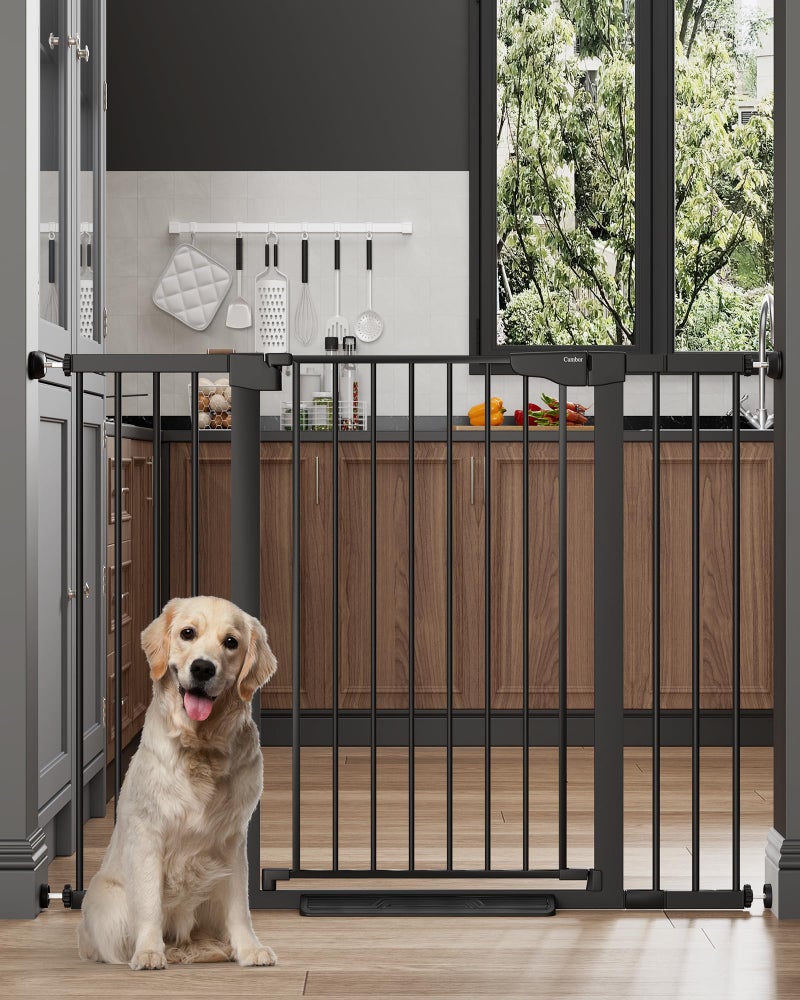 Cumbor 36" Extra Tall 29.7-51.5" Baby Gate for Stairs, Easy Walk Through Dog Gates for Doorways Extra Wide, Pressure Mounted Tall Pet Gate Indoor, Safety Auto-Close Child Gate for Kids, Black - Image 1