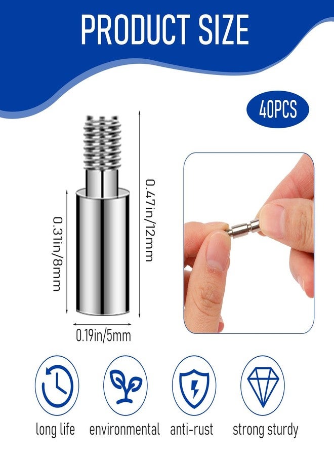 Sliverdew 40Pcs Scrapbook Extension Posts Album Accessories Extension Post Replacement Extension Screws Posts for Binding Extending Scrapbook Photo Album Refill Pages - Image 2