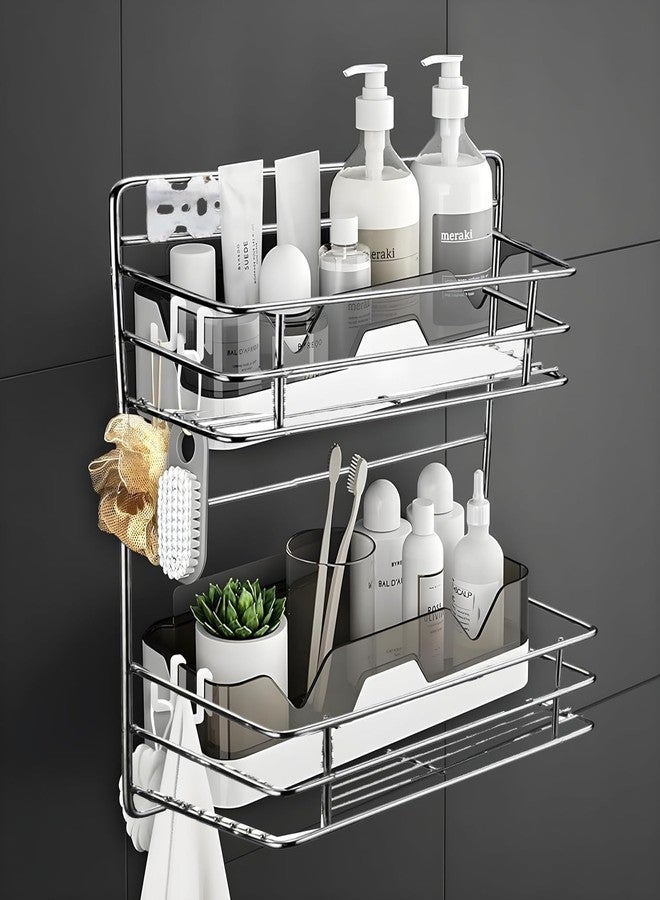 GRIDKITCHEN Bathroom Shelf Storage Wall Mounted Multipurpose Stainless Steel 2-Tier Storage Rack/Shelf for Kitchen and Bathroom Pack of 1 - Image 4