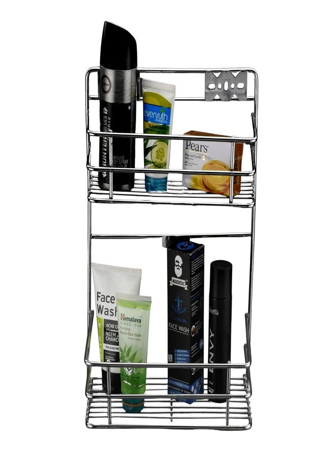 GRIDKITCHEN Bathroom Shelf Storage Wall Mounted Multipurpose Stainless Steel 2-Tier Storage Rack/Shelf for Kitchen and Bathroom Pack of 1 - Image 1