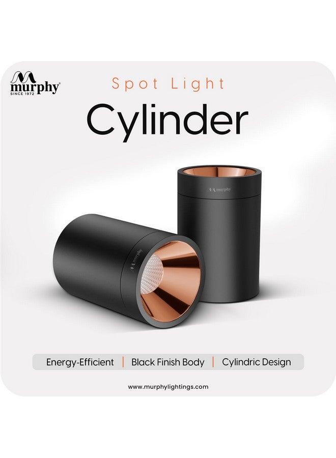 Murphy Aluminium 10W Black Body Cylindrical Surface Mounted Spot Light Down Light (Cool White, Pack Of 2) - Image 2