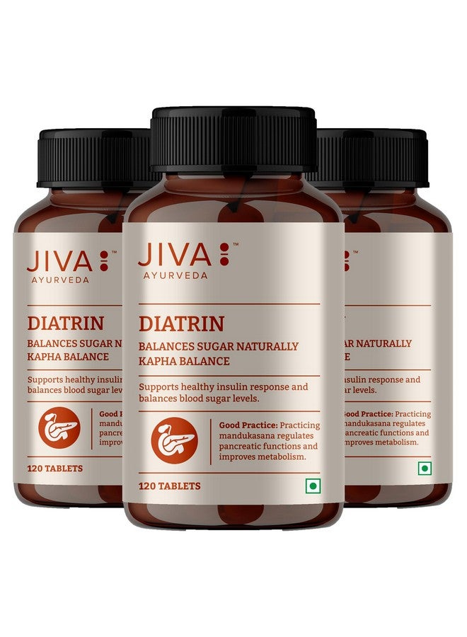 Jiva Diatrin Tablets 500mg | 100% Ayurvedic Formulation | Manages Blood Sugar Levels, Improves Metabolism & Strengthens the Pancreas | Balances Tri-Dosha- 120 Tablets (Pack of 3) - Image 1