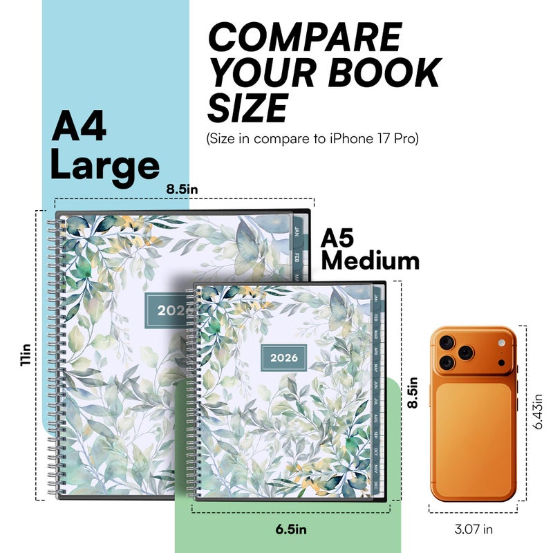 Ensight 2026 Appointment Book and Planner 8.5" x 11" Large Hourly Weekly Daily Schedule Planner with Tabs, 15 Minute Time Slots, Floral Calendar Organizer Jan 2026 â€“ Dec 2026 Appointment Book - Floral - Image 3