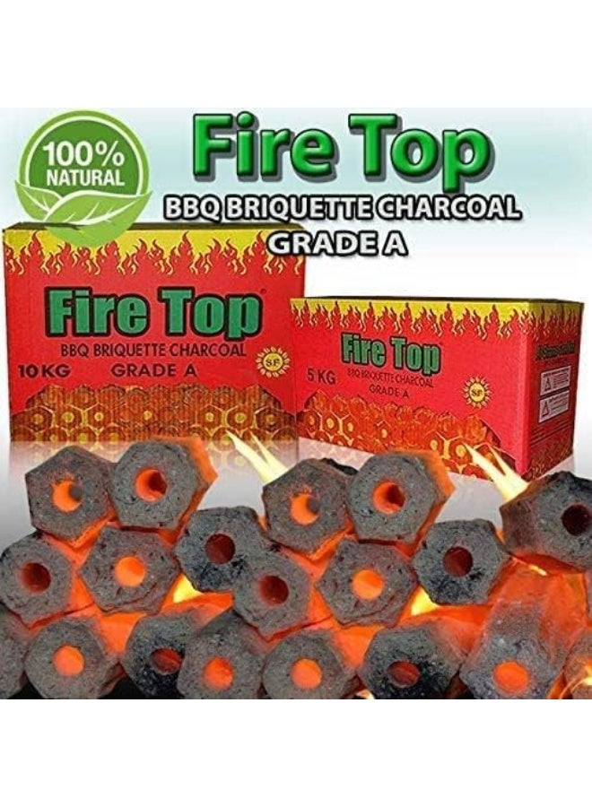 ALSAQER Fire Top BBQ Charcoal Briquettes 5 Kg Long Hole Charcoal Black - Image 3