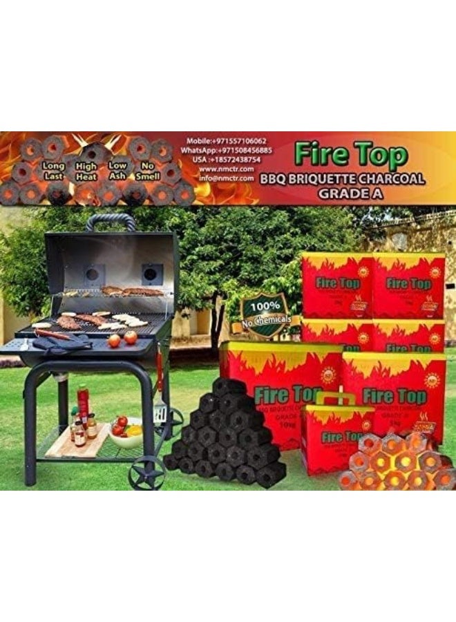 ALSAQER Fire Top BBQ Charcoal Briquettes 5 Kg Long Hole Charcoal Black - Image 4