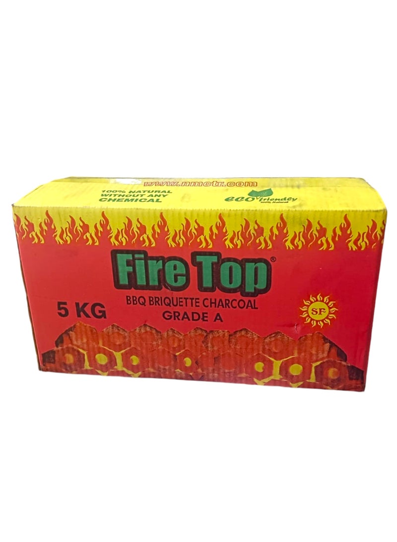 ALSAQER Fire Top BBQ Charcoal Briquettes 5 Kg Long Hole Charcoal Black - Image 1