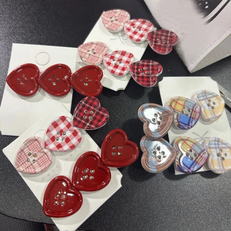Sweet Love Plaid Button Hair Clip Women Side Bangs Hairpins Korean Japanese Girls Cute Duckbill Clip Headdress Hair Accessories - Image 4