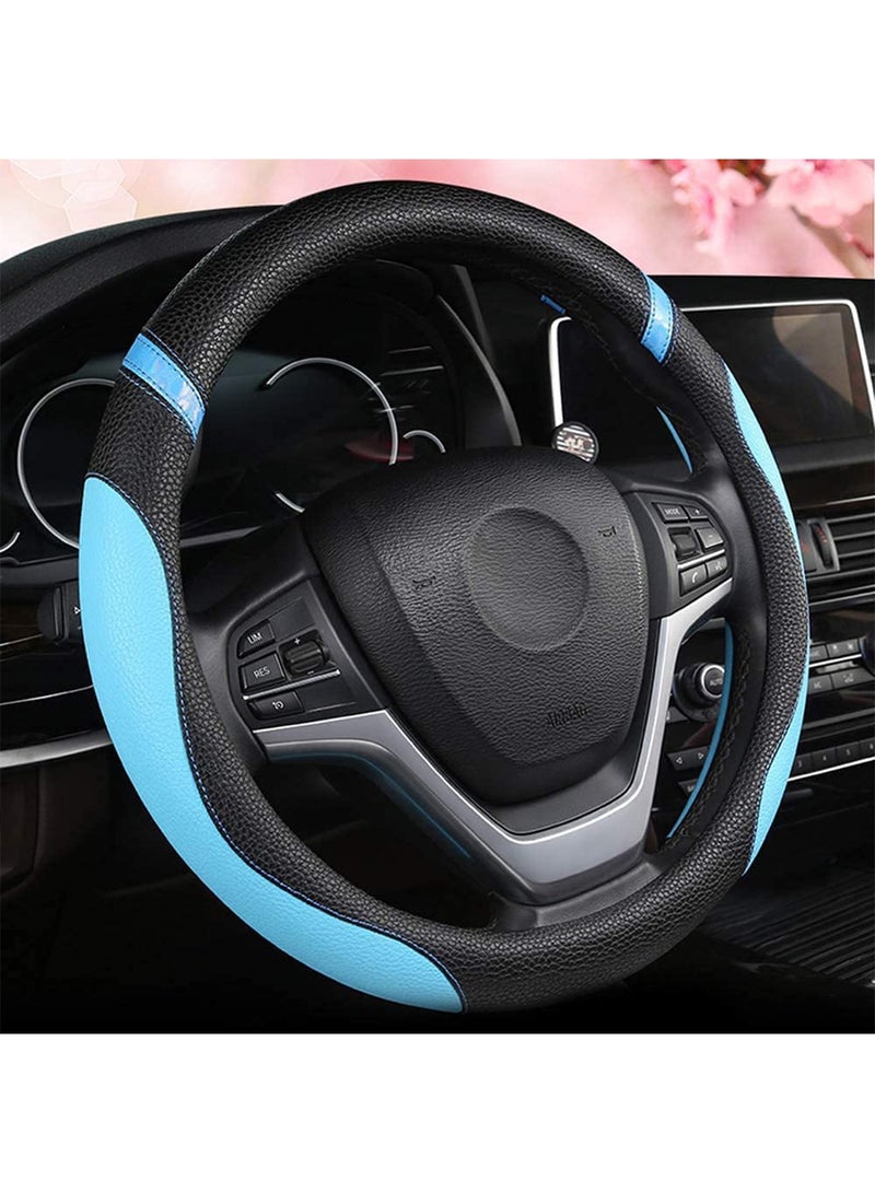 LIMOS Universal Leather Steering Wheel Cover for Car 15 inch(Blue)  - Image 1
