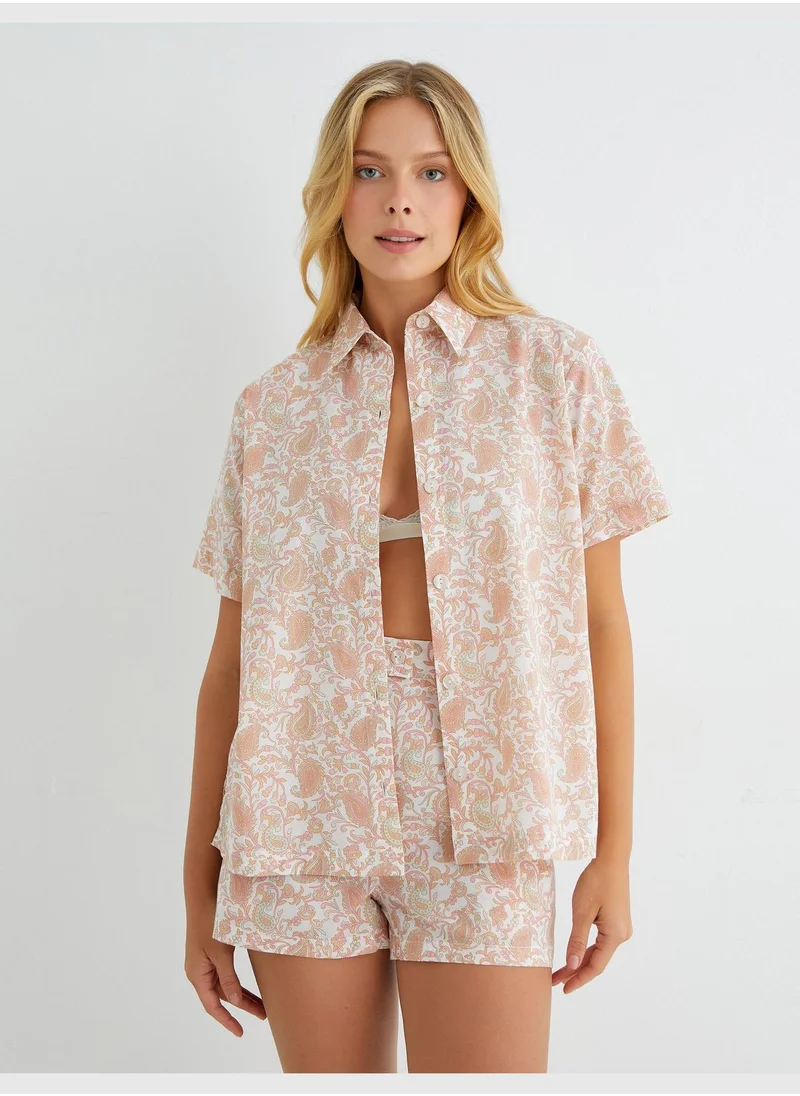 KOTON Cotton Buttoned Short Sleeve Pyjama Top