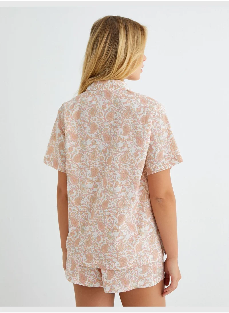 KOTON Cotton Buttoned Short Sleeve Pyjama Top