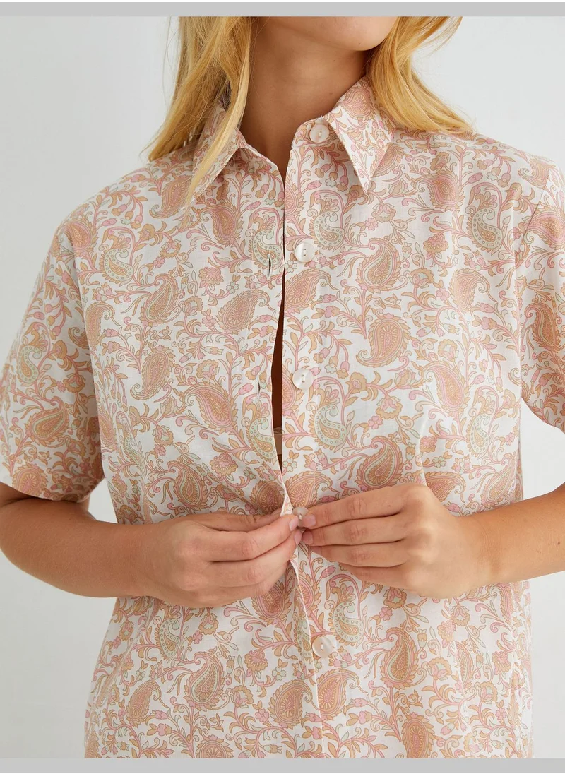 KOTON Cotton Buttoned Short Sleeve Pyjama Top