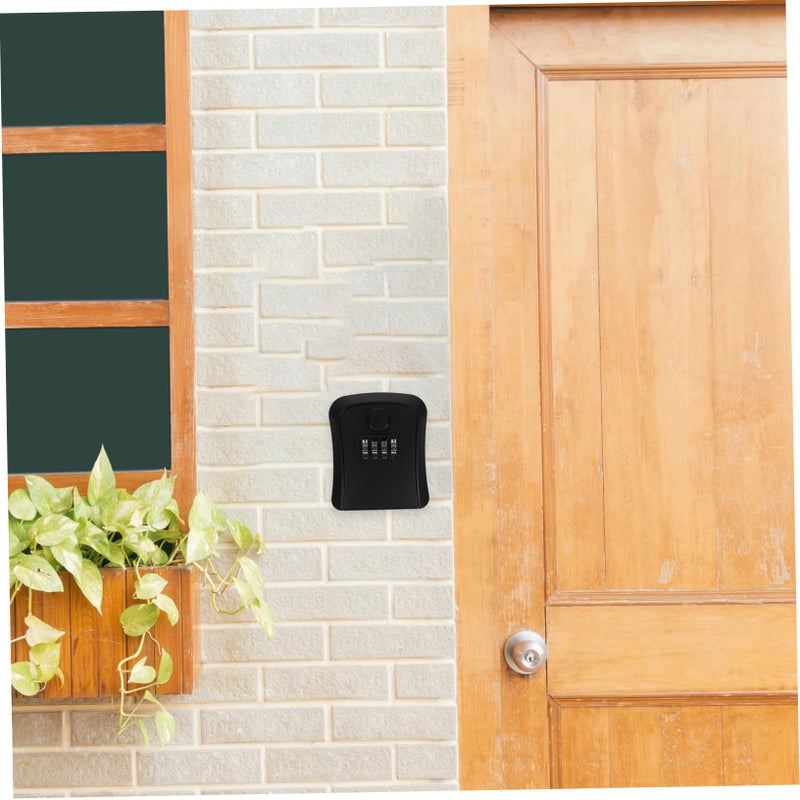 صندوق قفل المفاتيح المثبت على الحائط رمز التركيبة المحسن للأمان سهولة التركيب تخزين المفاتيح الخارجي أسود - Image 3