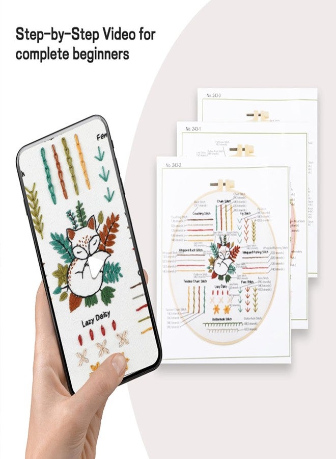 JOINRUN Beginner DIY Embroidery Kit for Adults: 4 Sets Adults Cross Stitch Kit, for Craft Lover Learn Hand Stitch, Includes Stamped Pattern,Hoop, Easy to Follow Instruction and Video - Image 2