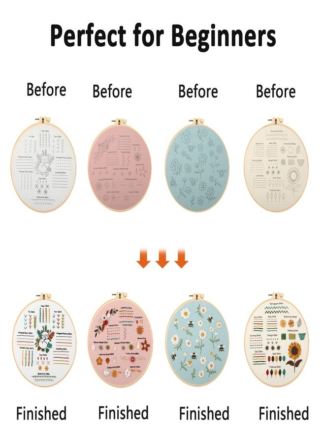 JOINRUN Beginner DIY Embroidery Kit for Adults: 4 Sets Adults Cross Stitch Kit, for Craft Lover Learn Hand Stitch, Includes Stamped Pattern,Hoop, Easy to Follow Instruction and Video - Image 5