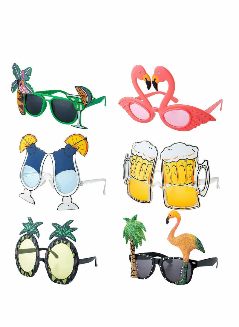 Zikra نظارات حفلات مضحكة هاواي 6 أزواج من نظارات الحفلات الفاخرة نظارات شاطئية لاحتفالات الشاطئ إكسسوارات حفلات ذات طابع صيفي لاحتفالات الأطفال - Image 1