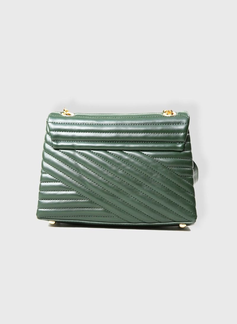 AMICA Nata Quilted Crossbody Bag for Women - Olive Green - Image 4