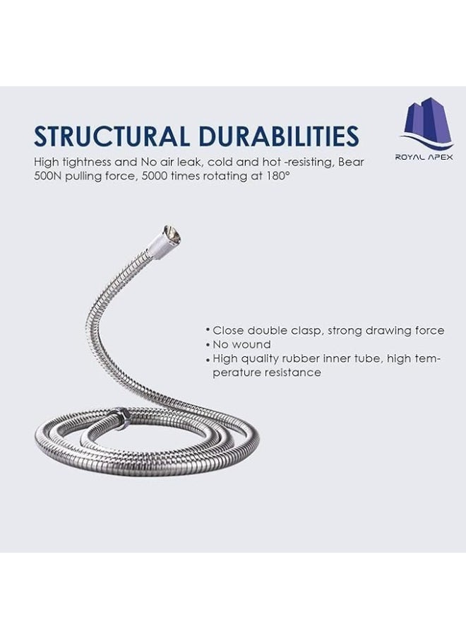 Biella Stainless Steel Flexible Shower Hose With Teflon Tape Replacement For Hand Showerhead Leak-Proof Rust Resistant Shower Pipe Chrome (150Cm)  - Image 3