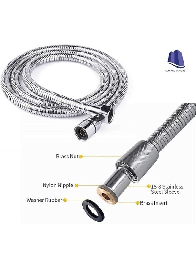 Biella Stainless Steel Flexible Shower Hose With Teflon Tape Replacement For Hand Showerhead Leak-Proof Rust Resistant Shower Pipe Chrome (150Cm)  - Image 4