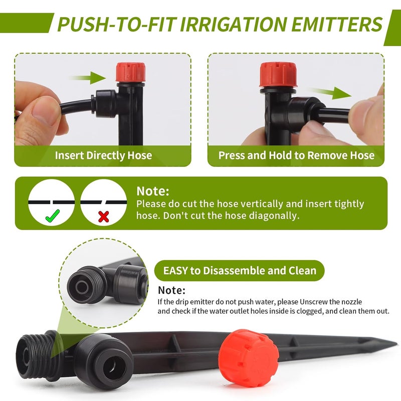 Hakioi 60 Pcs Quick-connect Drip Irrigation Emitters Drip Emitters for 1/4 inch Irrigation Tubing Adjustable Water Flow Irrigation Drip Heads Irrigation Drippers for Potted Plants Flower Raised Bed Vegetable - Image 4