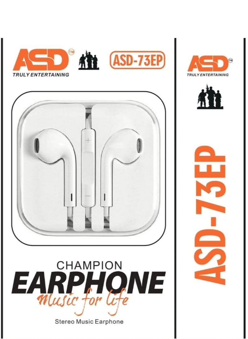 ASD ASD-73EP Champion Wired Earphones with Mic and Music Calling for All Smartphone(BLACK)  - Image 2