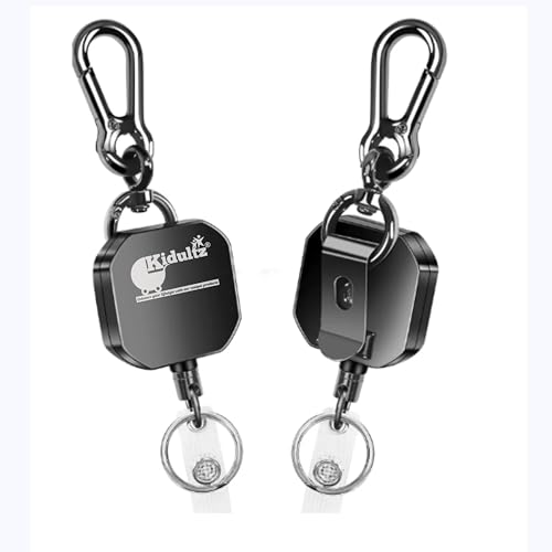 Kidultz(Pack of 1) Heavy Duty Metal Zinc Alloy I'd Card Retractable Black Stylish Badge yoyo Reel, Key Chain Holder Belt Clip Pull Cord with 27.5" Steel Cable (Black) - Image 1